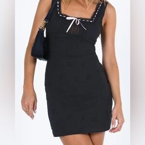 Princess Polly black mini dress with pink detail